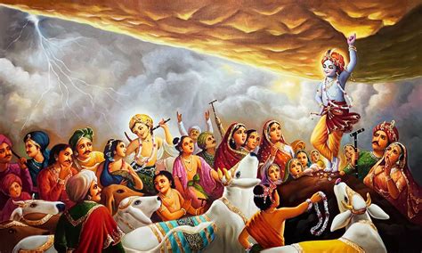  Krishna Lifting Mount Govardhan – En Blick Inåt Bihari Lal’s Mästerverk